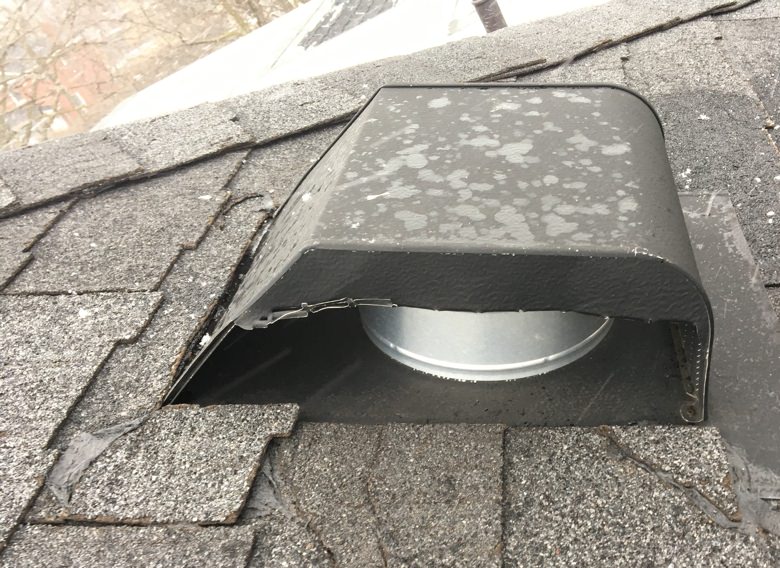Damage roof air vent